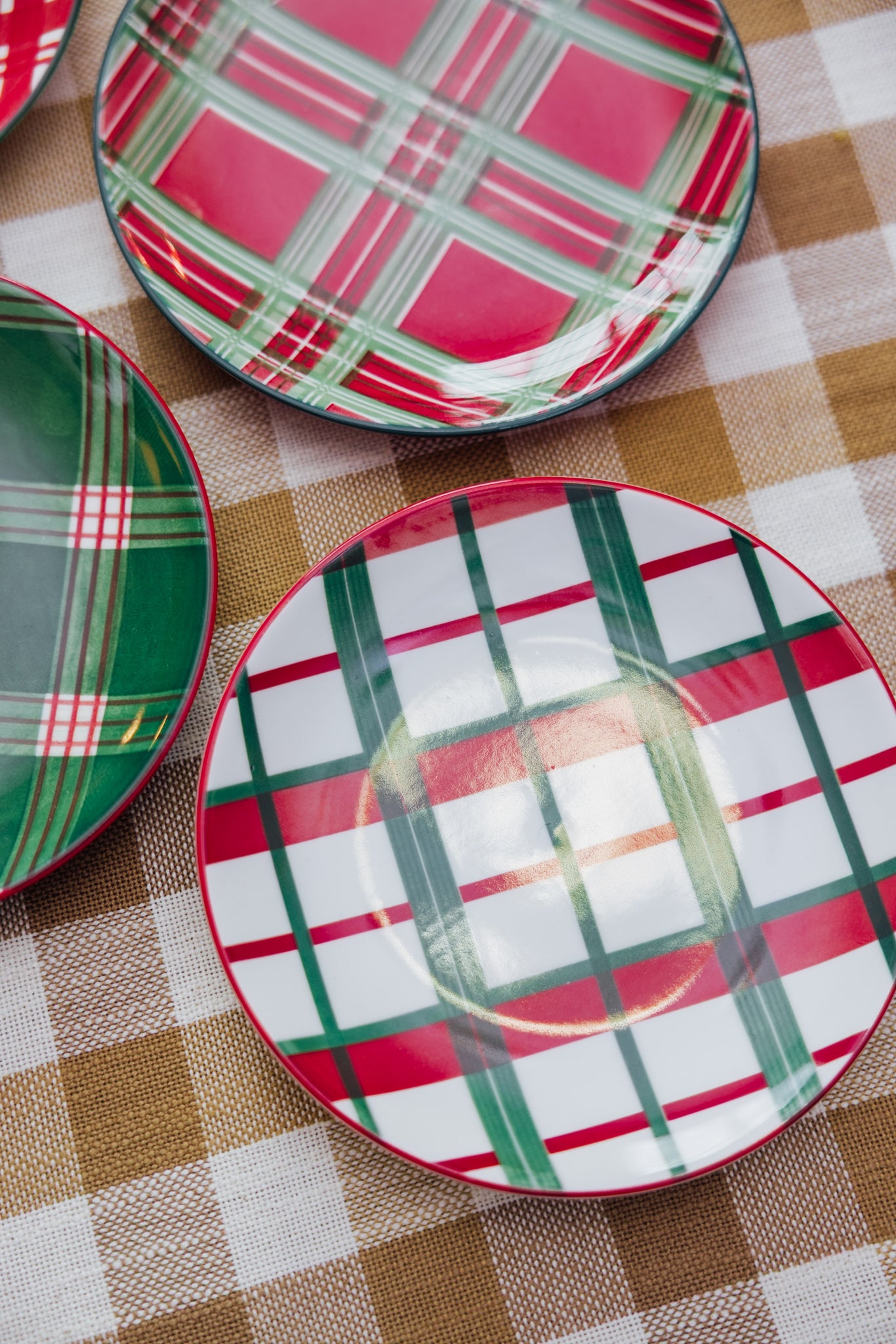 Holiday Plaid Appetizer Christmas Plate